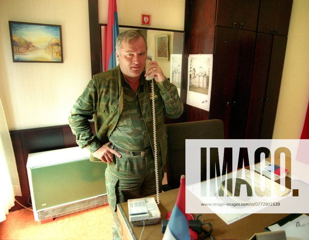 19930623 FILES File picture of Ratko Mladic, Supreme Commander of the Serbian forces in Bosnia during the war, in Han Pijesak, Bosnia, June 23 1993 Mladic was arrested Thursday HAN PIJESAK Bosnia Herzegovina ttexport x4x