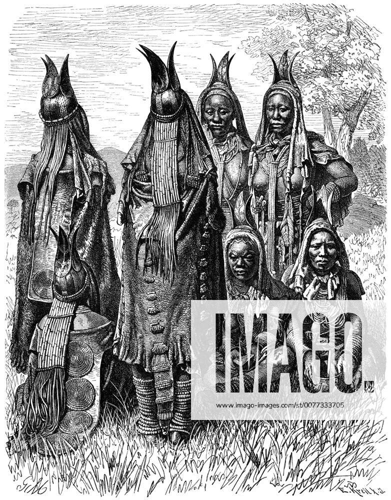 Group of Women of Herero Tribe, Southern Africa, Illustration, 1885 - ZUMAg145 20141120_zza_g145_003