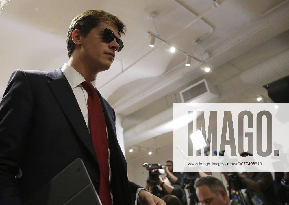 Breitbart tech editor Milo Yiannopoulos exits the room after he announces his resignation when he speaks during a news conference in New York City on February 21, 2017. Yiannopoulos resigned after a firestorm over his comments in which he appeared to condone pedophilia. NYP20170221102 JOHNxANGELILLO