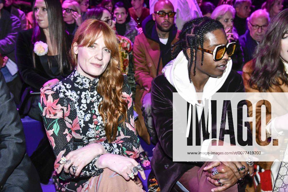 Milan woman s Fashion Week Fall Winter 2017 2018. Gucci Front row. Pictured: Florence Welch Asap Rocky