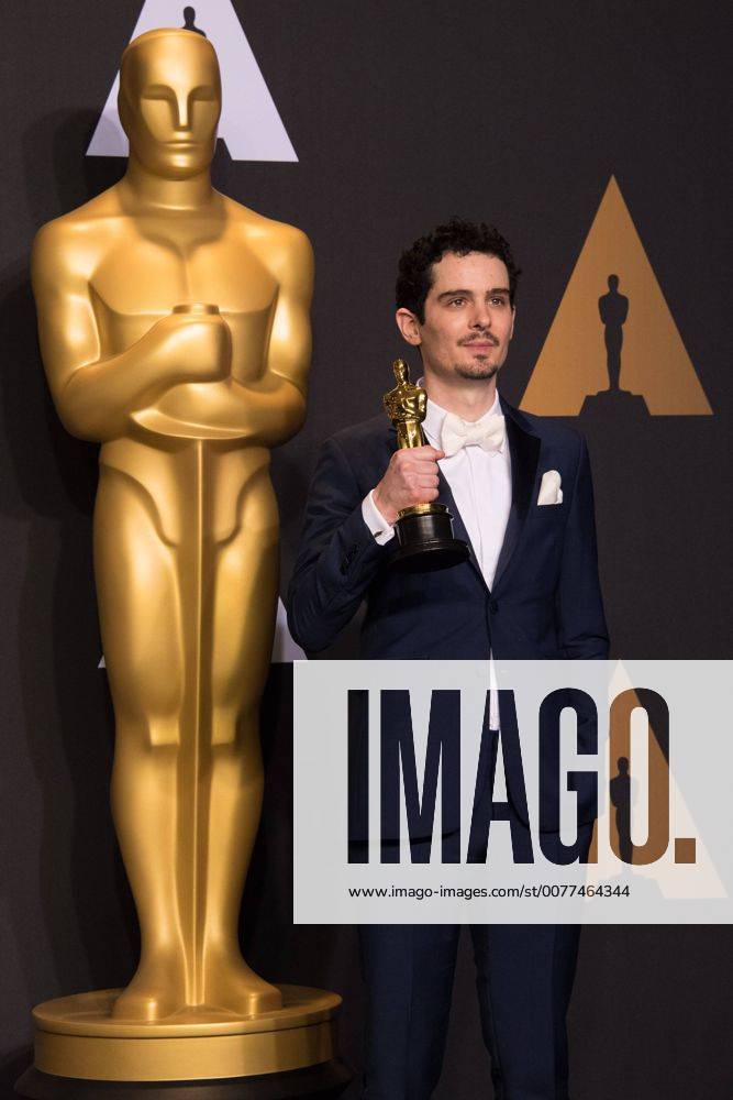 Feb 26, 2017 - Hollywood, California, U.S - DAMIEN CHAZELLE poses backstage with the Oscar for Achievement in directing, for work on La La Landâ during the live ABC Telecast of The 89th Oscars at the Dolby Theatre in Hollywood, CA on Sunday, February 26, 2017. Hollywood U.S. - ZUMAz03_ 20170226_sho_z03_630