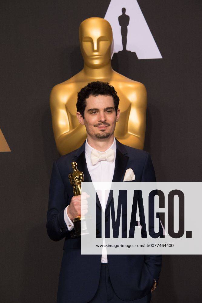 Feb 26, 2017 - Hollywood, California, U.S - DAMIEN CHAZELLE poses backstage with the Oscar for Achievement in directing, for work on La La Landâ during the live ABC Telecast of The 89th Oscars at the Dolby Theatre in Hollywood, CA on Sunday, February 26, 2017. Hollywood U.S. - ZUMAz03_ 20170226_sho_z03_627