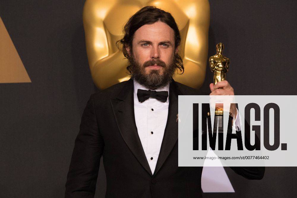 Feb 26, 2017 - Hollywood, California, U.S - CASEY AFFLECK poses backstage with the Oscar for Performance by an actor in a Leading role, for work on Manchester by the Seaâ during the live ABC Telecast of The 89th Oscars at the Dolby Theatre in Hollywood, CA on Sunday, February 26, 2017. Hollywood U.S. - ZUMAz03_ 20170226_sho_z03_622