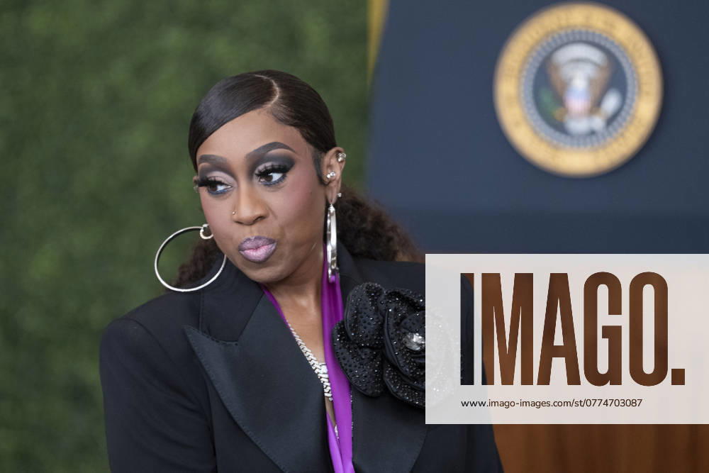 Recording artist and producer Melissa Missy Elliott and 2022 National Medal of Arts recipient attends a National Arts and Humanities Reception in the East Room of the White House in Washington, DC