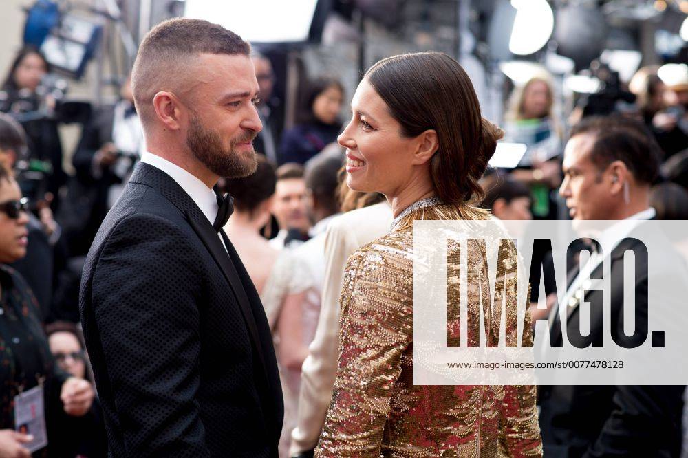 Feb 26, 2017 - Hollywood, California, U.S. - Oscar Nominee, JUSTIN TIMBERLAKE, arrives with JESSICA BIEL on the red carpet at The 89th Oscars at the Dolby Theatre in Hollywood, CA on Sunday, February 26, 2017. Hollywood U.S. - ZUMAz03_ 20170226_sho_z03_842