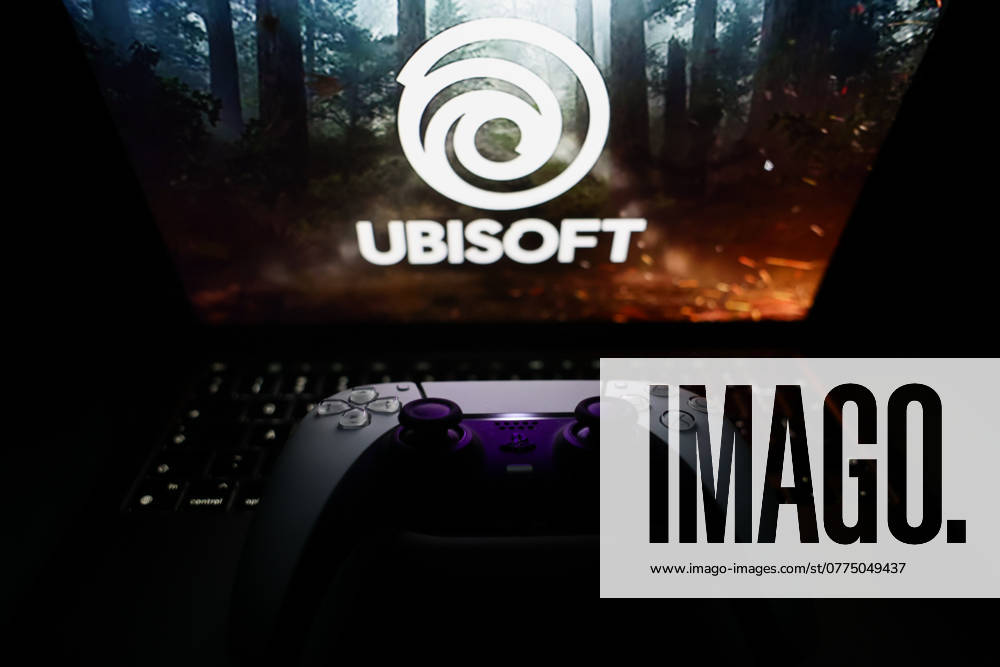 Gaming Companies Photo Illustrations Ubisoft logo displayed on a laptop screen and DualSense controller are seen in this illustration photo taken in Krakow, Poland on October 23, 2024. Krakow Poland