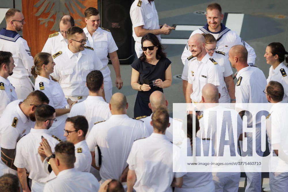 Annalena Baerbock Buendnis 90 Die Gruenen , Federal Minister of Foreign Affairs, photographed on board the German Armed Forces task force supply ship Frankfurt am Main in Goa, 26 10 2024 Photographed on behalf of the Foreign Office Goa India