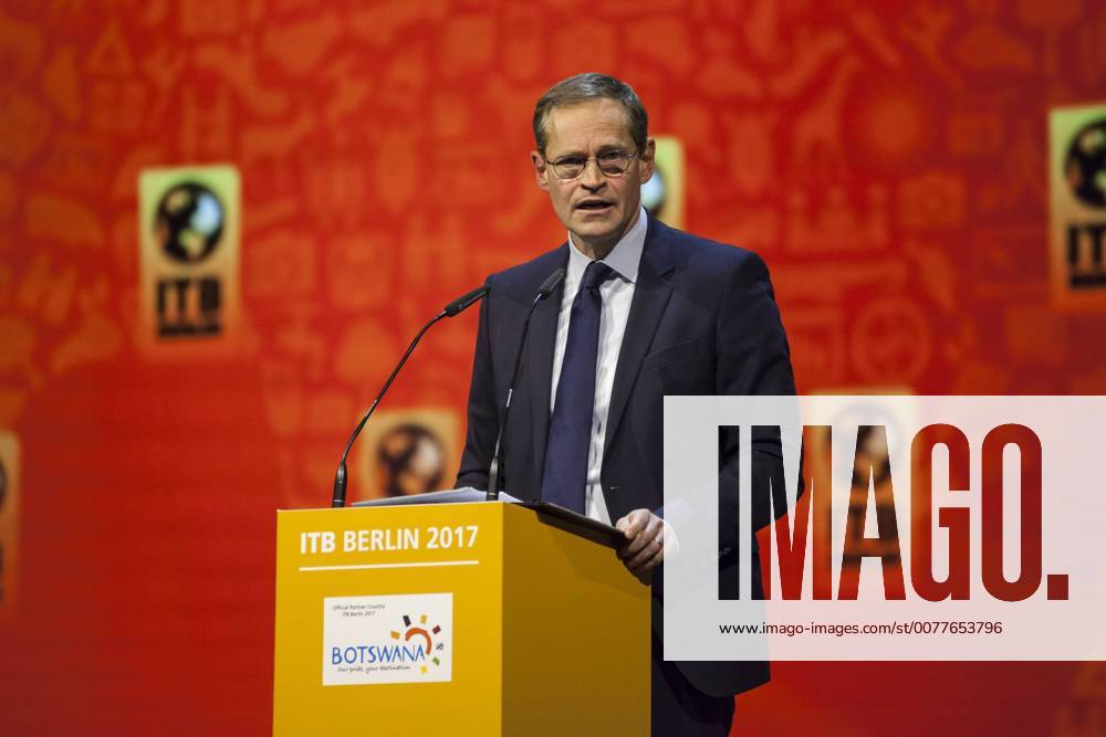 Regierender Bürgermeister von Berlin Michael Müller auf der ITB 2017 Regierender Bürgermeister von Berlin Michael Müller auf der ITB (Internationale Tourismus Börse) zu Eröffnungsveranstaltung am 07.03.2017