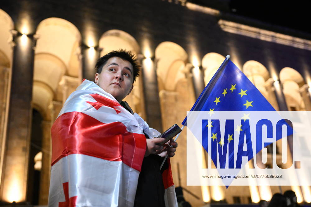 Georgia Protests 8794037 29.10.2024 A supporter of opposition parties takes part in a rally after rejecting the results of recent parliamentary elections, in Tbilisi, Georgia. Georgia held parliamentary elections on October 26. According to the final count of votes announced by the election commission, the ruling Georgian Dream party won 53.93%, and while four opposition parties made it into the parliament with a collective 37.78%, they have refused to recognize the outcome and have demanded a new vote. Kirill Zykov Sputnik Tbilisi Georgia