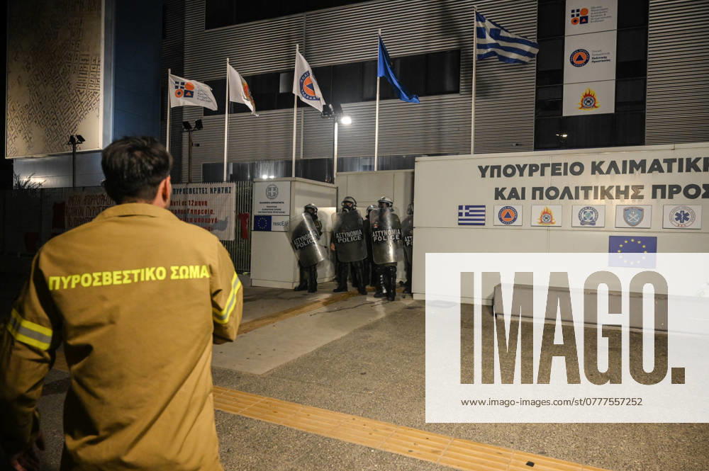 Police use tear gas to disperse Greece s firefighters demanding permanent jobs Seasonal firefighters shout slogans at Riot Police that stand ahead of the Ministry of Climate Crisis and Civil Protection during a protest to demand permanent positions amid hotter summers and worsening wildfires. Athens Greece