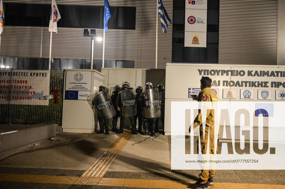 Police use tear gas to disperse Greece s firefighters demanding permanent jobs Seasonal firefighters shout slogans at Riot Police that stand ahead of the Ministry of Climate Crisis and Civil Protection during a protest to demand permanent positions amid hotter summers and worsening wildfires. Athens Greece