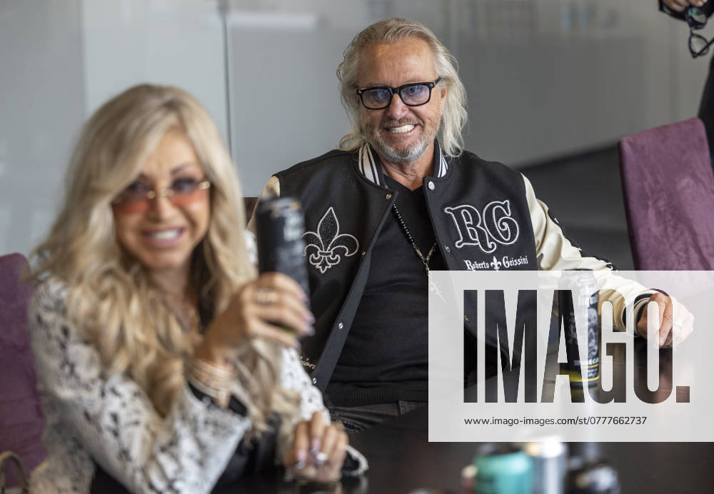 Carmen and husband Robert Geiss launch of Scull liquid , the Geiss familys new water brand with Rober Carmen Davina and Shania Geiss at the Orterer Group headquarters in Unterschleissheim Date 21 10 2024