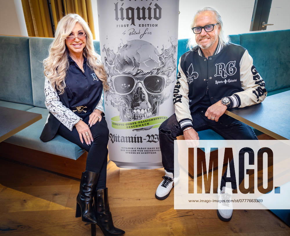 Carmen and husband Robert Geiss launch of Scull liquid , the Geiss familys new water brand with Rober Carmen Davina and Shania Geiss at the Orterer Group headquarters in Unterschleissheim Date 21 10 2024