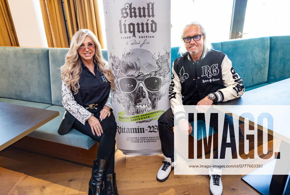 Carmen and husband Robert Geiss launch of Scull liquid , the Geiss familys new water brand with Rober Carmen Davina and Shania Geiss at the Orterer Group headquarters in Unterschleissheim Date 21 10 2024