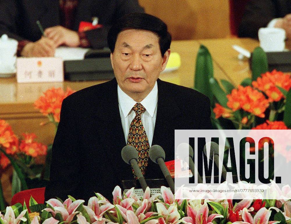 The Chinese Premier Zhu Rongji gives the opening address on the first day of the NPC meeting in the Great Hall of the People in Beijing, China. ralstonchina PICTURE BY MARK RALSTON BEIJING CHINA