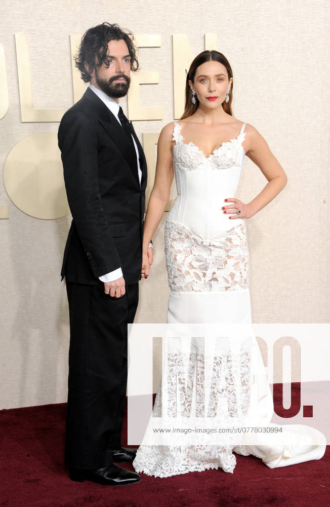 Robbie Arnett and Elizabeth Olsen at the 81st Annual Golden Globe Awards held at the Beverly Hilton Hotel in Beverly Hills, USA on January 7, 2024.