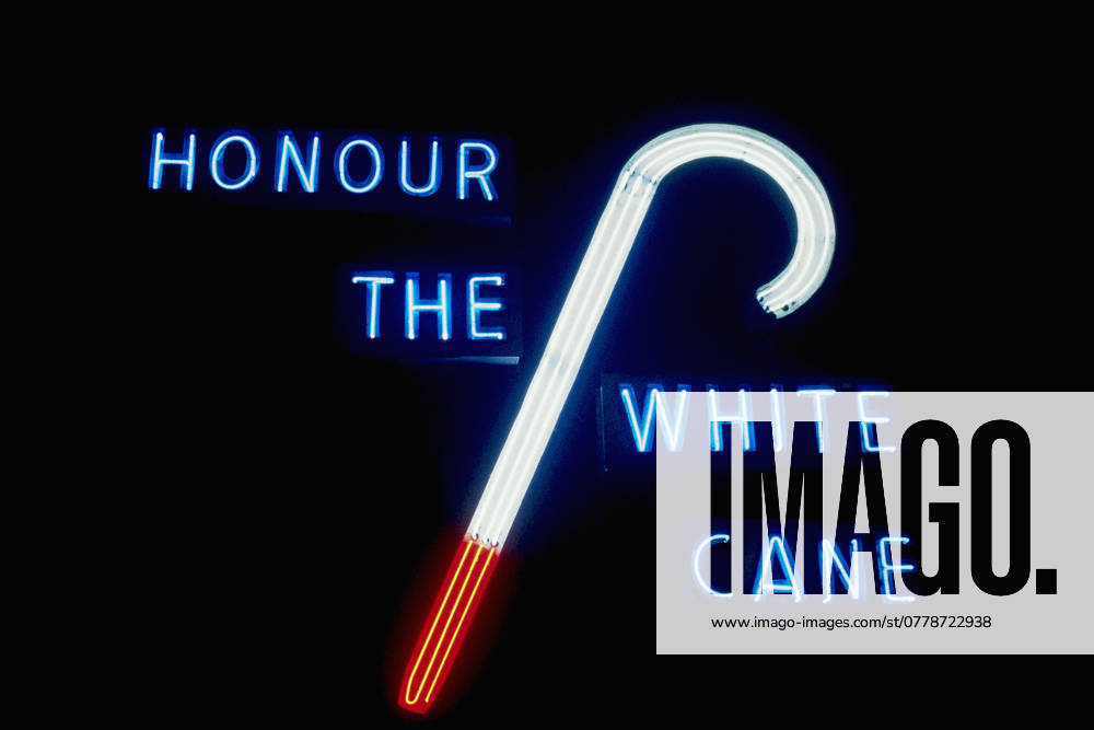 Illuminated neon sign for honour blind person, Pune Maharashtra, India, Asia