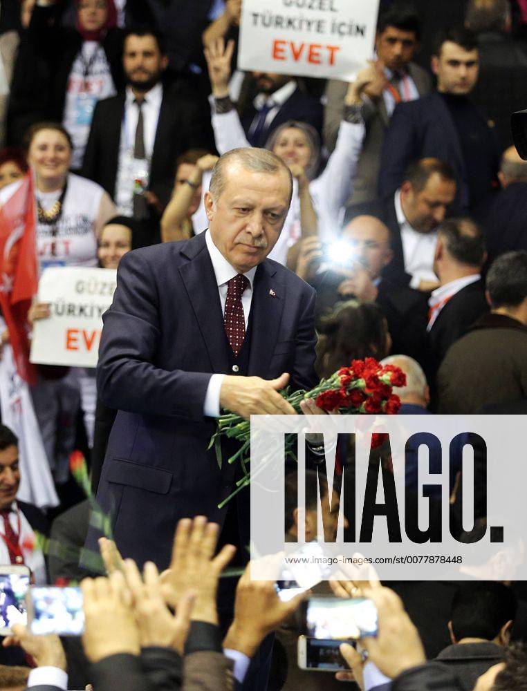 Turkish President Recep Tayyip Erdogan meets with the members of Chamber of Merchants and Craftsmen at Bagcilar city of Istanbul, 19th of March, 2017. 15651937