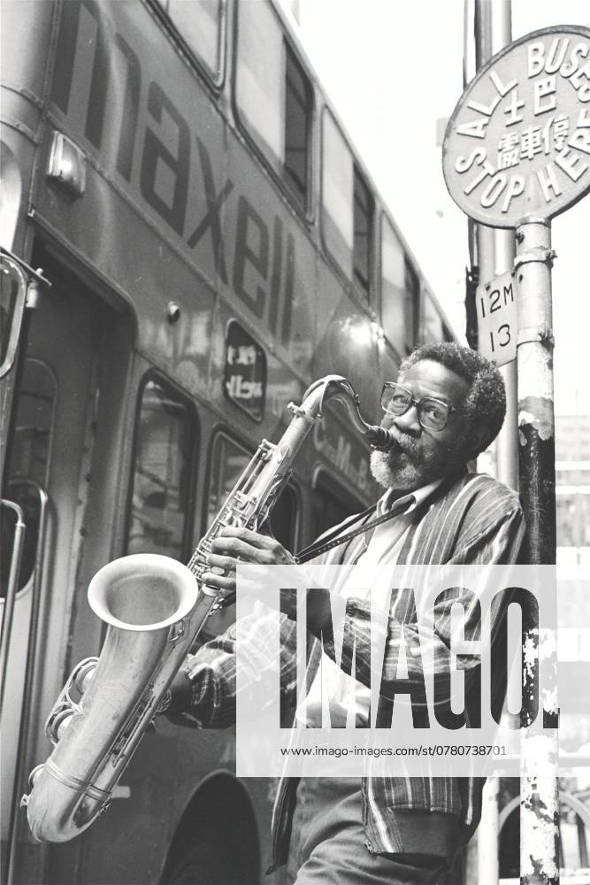 American saxophonist Joe Henderson with his saxophone in Central.