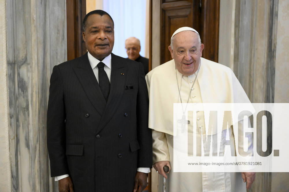 Italy, Rome, Vatican, 2024 11 25.Pope Francis receives in private audience Mr. Denis Sassou N Guesso, President of the Republic of Congo at the Vatican Photograph by ALESSIA GIULIANI Catholic Press Photo