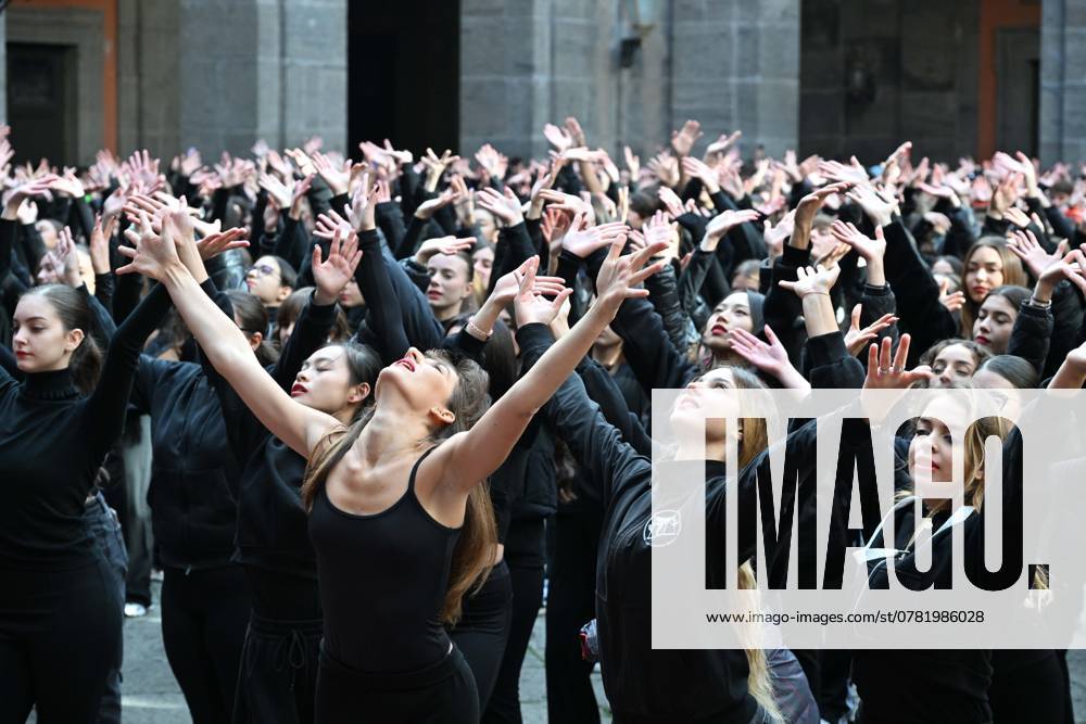 Photo IPP Felice De Martino Naples 25 11 2024 Palazzo Reale flash mob entitled Mai più on the occasion of the Day for the Elimination of Violence against Women promoted by the Campania Region Italy Photo Press World Copyright