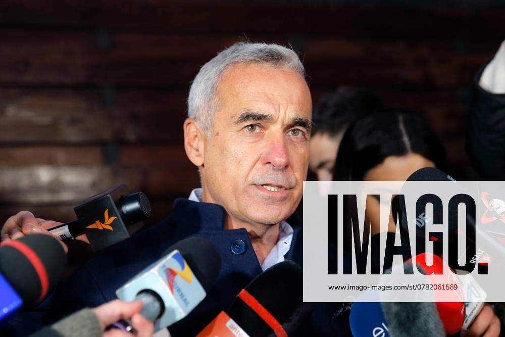 (241126) -- IZVORANI (ROMANIA), Nov. 26, 2024 -- Independent candidate Calin Georgescu speaks to the media in front of his residence in Izvorani village, near Bucharest, Romania, on Nov. 26, 2024. Independent candidate Calin Georgescu and Elena Lasconi, leader of the Save Romania Union, will face off in the second round of Romania s 2024 presidential election on Dec. 8 as no candidate wins more than 50 percent of the ballots, according to complete results from the Permanent Electoral Authority. (Photo by Xinhua) ROMANIA-IZVORANI-PRESIDENTIAL ELECTION CristianxCristel