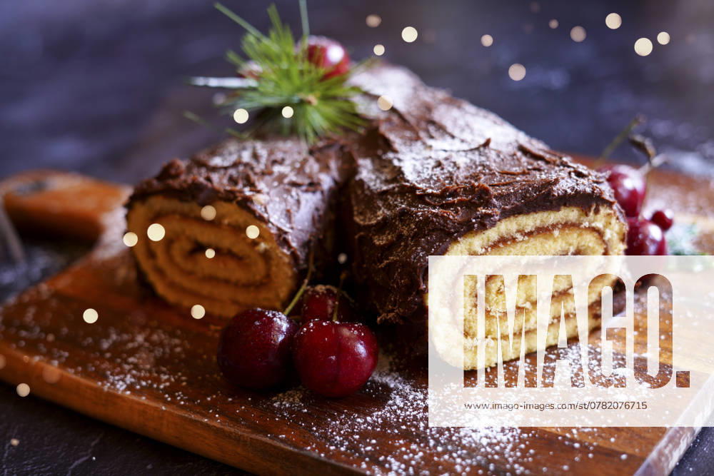 Buche de Noel Christmas Yule Log Cake. Buche de Noel Christmas Yule Log Cake.