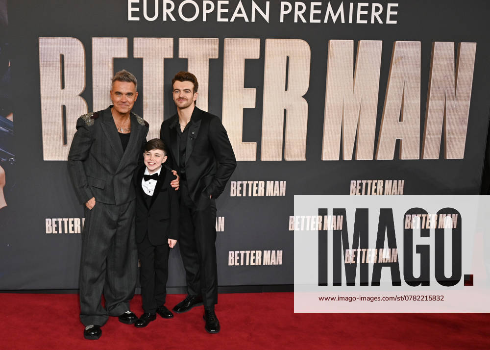 Robbie Williams, Carter J Murphy and Jonno Davies attends Better Man - European Premiere at the Odeon Luxe Leicester Square in London, England. UK. Wednesday 27th November 2024 -