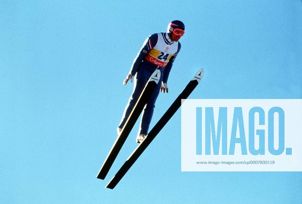 Eddie (The Eagle) Edwards (GBR). Ski Jumping. Winter Olympics 1988. Calgary. o0 Ski Skisport Nordisch Skispringen