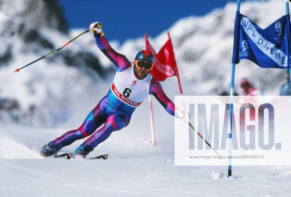 Alberto Tomba (Italy) Mens GIANTSLALOM Gold Medal. Winter Olympics 1992 at Albertville o0 Ski Skisport Alpin Riesenslalom