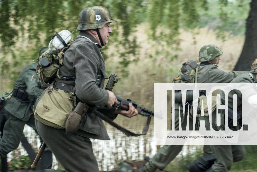 Sofia, Bulgaria - Reenactment near Sofia, Bulgaria, on 29 April 2017 of the Battle of the Transdanubian Hills during the World War II, a defensive operation of the Bulgarian Army against German Wehrmacht forces who were trying to capture the north bank of the Drava river. Sofia Bulgaria - ZUMAn230 20170429_zaa_n230_761