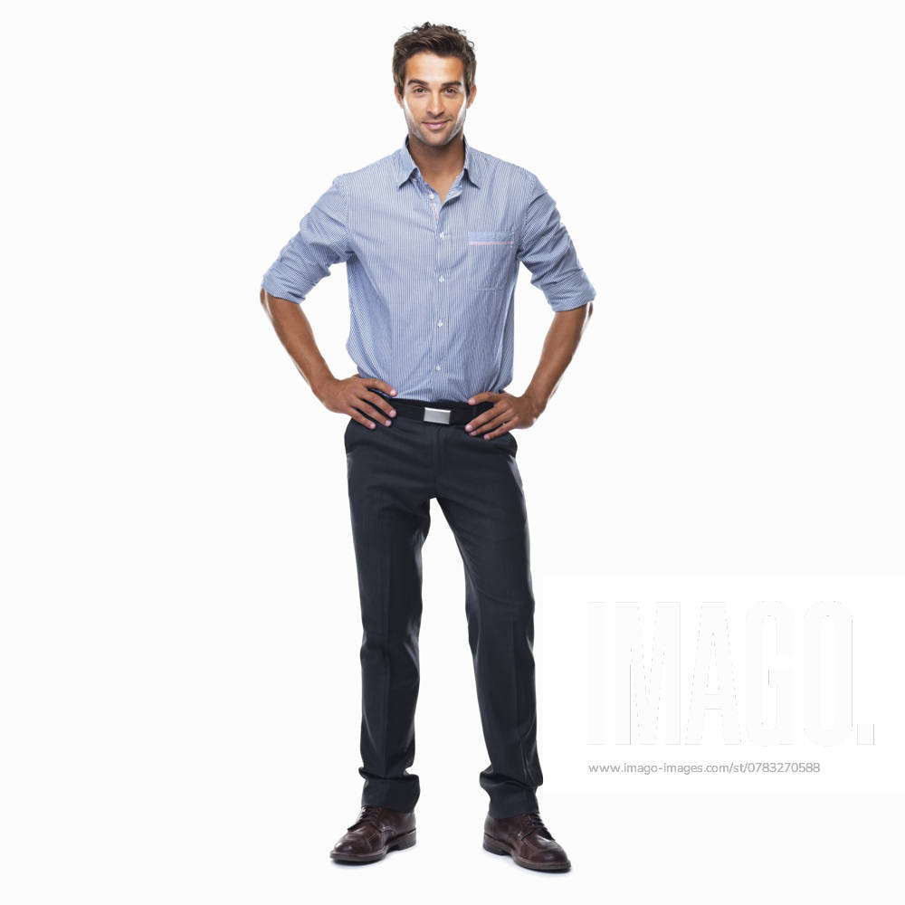 Portrait of young business man standing with hands on hips and smiling against white background , 22.07.2011, model released, TTBB_ti1603063.jpg, Portrait,Businessman,Confidence,Hand On Hip,Standing,Smiling,Business,Professional,Attractive,Happiness,One Young Man Only,Rolled-Up Sleeves,Full Length,Square Image,Copy Space,White Background,Studio Shot,Formal Wear,Brown Hair,25-29 Years,One Person,Looking At Camera,Front View,Caucasian Ethnicity,Confident,Smile,Attractiveness,Good-Looking,Happy,Youngster,Man,Male,One Person Only