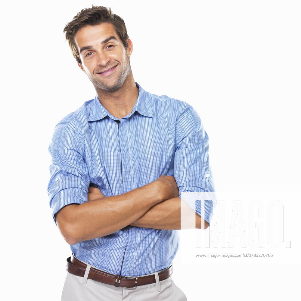 Portrait of young business man standing with hands folded and smiling , 22.07.2011, model released, TTBB_ti1603103.jpg, Portrait,Businessman,Attractive,Confidence,Standing,Smiling,Business,Professional,Happiness,One Young Man Only,Rolled-Up Sleeves,Raised Eyebrow,Arms Crossed,White Background,Square Image,Studio Shot,Waist Up,Formal Wear,Brown Hair,25-29 Years,One Person,Looking At Camera,Front View,Caucasian Ethnicity,Attractiveness,Good-Looking,Confident,Smile,Happy,Youngster,Man,Male,Crossing Arms,One Person Only