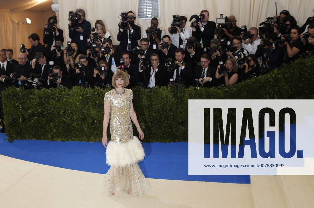 Vogue editor-in-chief Anna Wintour arrives on the red carpet at the Costume Institute Benefit at The Metropolitan Museum of Art celebrating the opening of Rei Kawakubo Comme des Garcons: Art of the In-Between in New York City on May 1, 2017. NYP20170501104 JOHNxANGELILLO