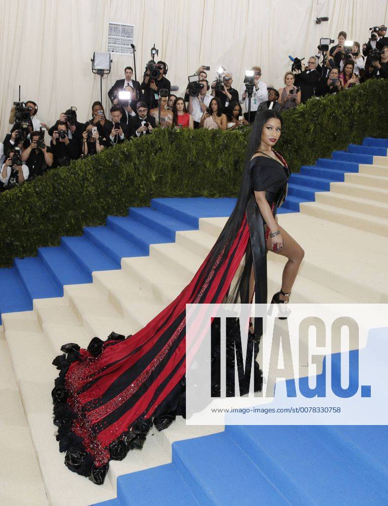 Nicki Minaj arrives on the red carpet at the Costume Institute Benefit at The Metropolitan Museum of Art celebrating the opening of Rei Kawakubo Comme des Garcons: Art of the In-Between in New York City on May 1, 2017. NYP20170501610 JOHNxANGELILLO