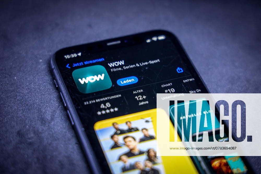Apple App Store on an iPhone Streaming services WOW Movies, Series Live Sports 05 12 2024