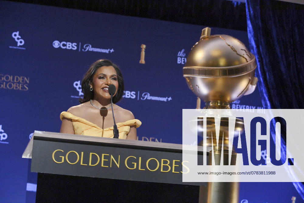 Actress Mindy Kaling announces nominees for the 82nd annual Golden Globe Awards at the Beverly Hilton Hotel in Beverly Hills, California on Monday, December 9, 2024. LAP2024120902 JIMxRUYMEN