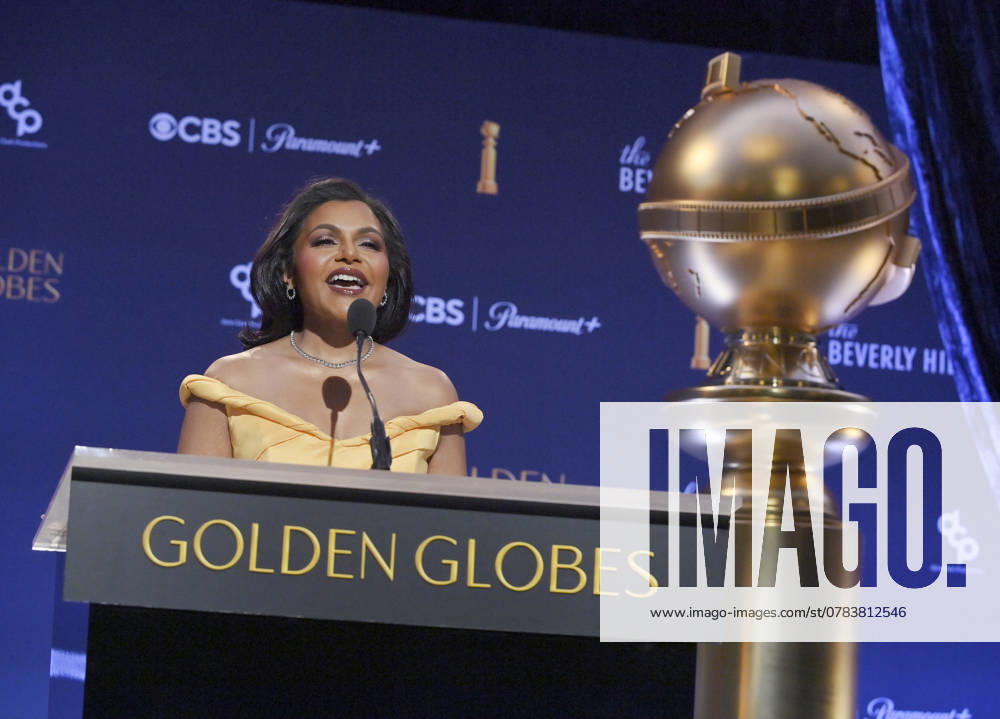 Actress Mindy Kaling announces nominees for the 82nd annual Golden Globe Awards at the Beverly Hilton Hotel in Beverly Hills, California on Monday, December 9, 2024. LAP2024120906 JIMxRUYMEN