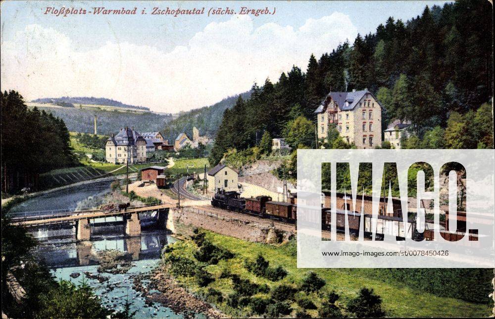 Warmbad Wolkenstein im Erzgebirge, Floßplatz, Lokomotive, Brücke !AUFNAHMEDATUM GESCHÄTZT!