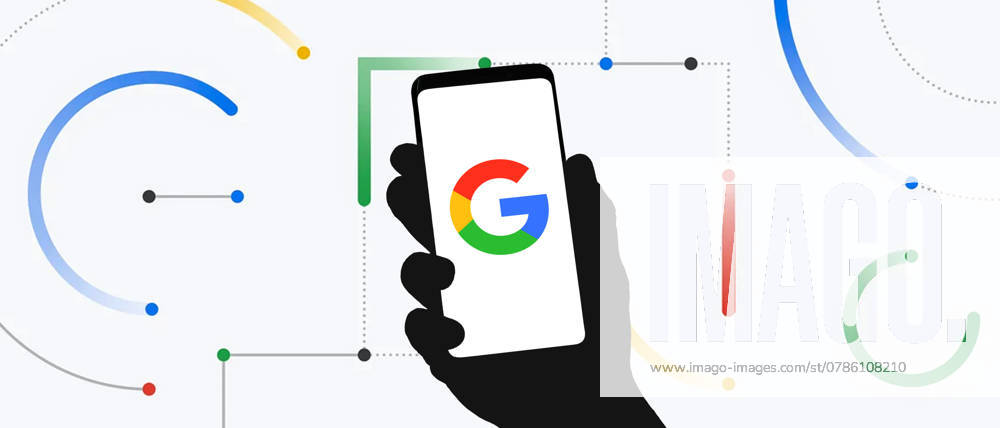 Google logotype displayed on phone Google logotype displayed on phone