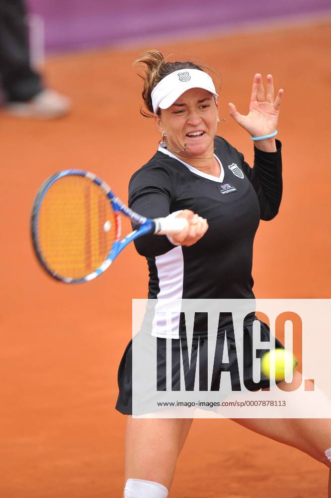 Alexandra Dulgheru of Romania hits a return during the women s singles quarter-final match at WTA Tennis Damen Brussels Open tennis tournament in Brussels ----