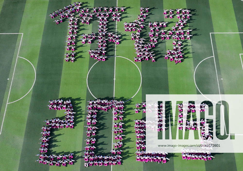 Hello 2025 HANDAN, CHINA - DECEMBER 30, 2024 - Primary school students form the words Hello, 2025 to express their wishes for the year 2025 in Handan, Hebei province, China, Dec 30, 2024. Handan Hebei China