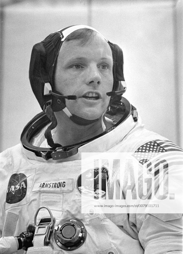 Astronaut Neil A. Armstrong undergoes communications systems final check before the boarding of the Apollo 11 mission, July 16, 1969. Hollywood CA USA 1003_200