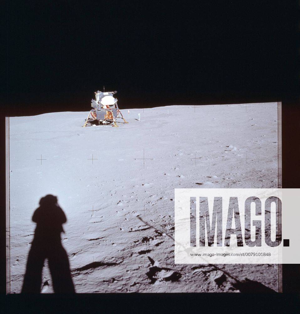 Apollo 11 Astronaut Neil A. Armstrong s shadow during July 20, 1969 s history making voyage to the moon. Lunar landing module in the background. CA USA