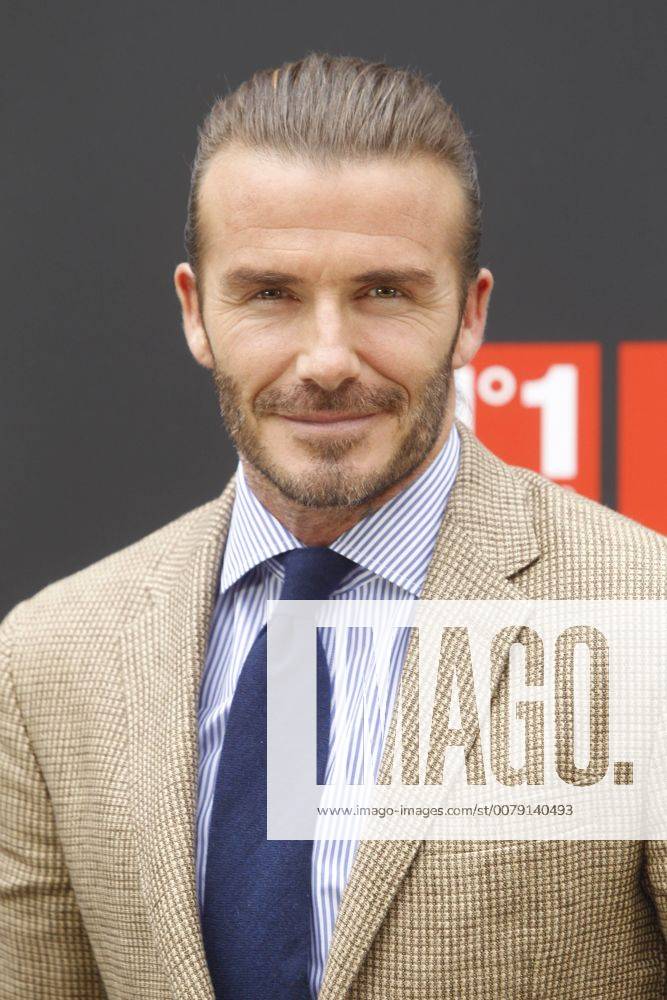 British former soccer midfielder David Beckham poses during a promotional act in Madrid, Spain. No Spain