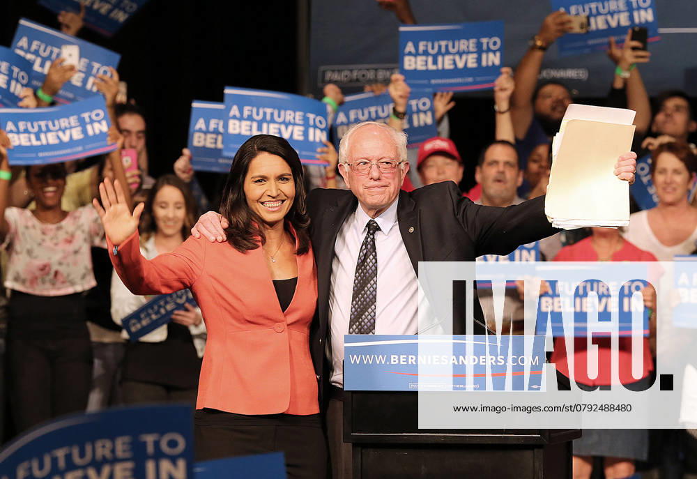 LA Supervisor Janice Hahn and presidential candidate Tulsi Gabbard oppose Coliseum name change Tulsi Gabbard, left, with Sen. Bernie Sanders during the 2016 Democratic presidential campaign. Now a presidential candidate for the 2020 presidency, Gabbard spoke out against a $69-million deal to let United Airlines put its name on the Los Angeles Memorial Coliseum. (Pedro Portal El Nuevo Herald TNS) Miami FL USA