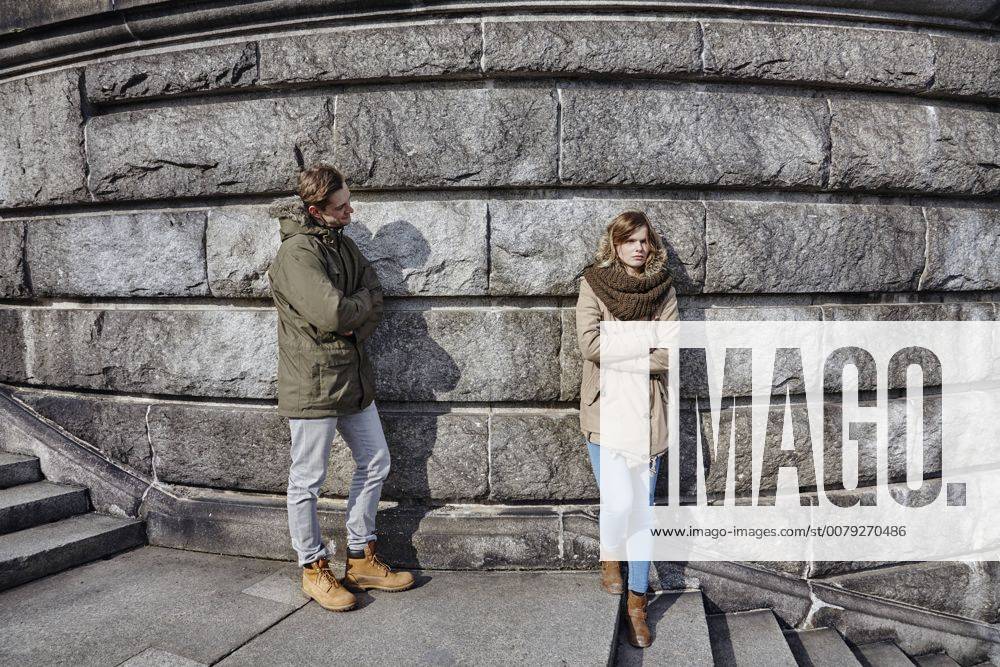 Germany, Potsdam, displeased young couple at Glienicke Bridge model released Symbolfoto ANHF00030