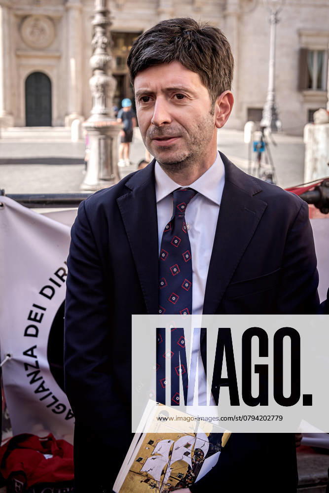Demonstration against the government bill on differentiated autonomy ROME, ITALY - JUNY 13: Democratic Party Member of Parliament Roberto Speranza attends demonstration in front of the Parliament against the government bill on differentiated autonomy being discussed in the Parliament, for the unity of the Republic, equal rights organised of the Committees for the Withdrawal of All Differentiated Autonomy at on Juny 13, 2024 in Rome, Italy. Rome Italy