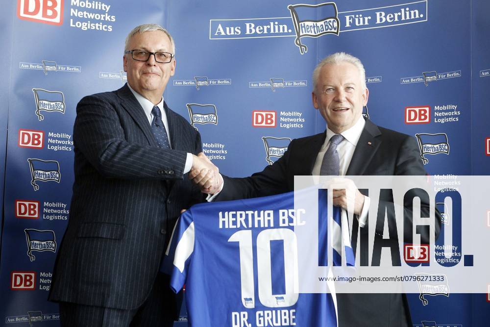 PK to Extension of Sponsor Partnership from Hertha BSC and German Rail in Berlin, with Ruediger Pit, Chairman of the Board DB, and Werner Gegenbauer, President Hertha, Shirt Sponsor, Berlin Germany, Germany