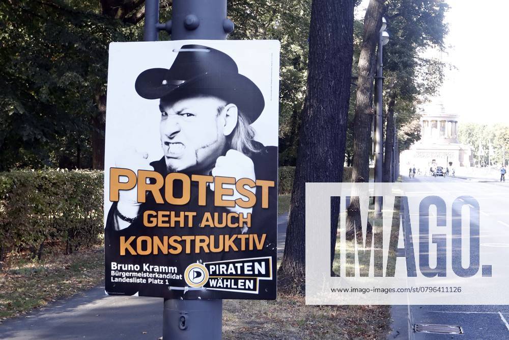 Election posters to Berlin House of Representatives election 2016 in Berlin, Election poster the Pirates, Bruno Kramm, National Chairman, Berlin Germany, Germany
